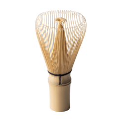 Korean artisan-made Chasen 80-tip bamboo matcha whisk tea utensil on white background