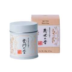 Ippodo Ummon Matcha canister with a peach Ikuyo box packaging
