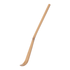 Long handle Ippodo bamboo tea ladle (Chashaku) with rounded tip for scooping matcha powder against white background