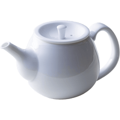 Front view of sleek refined snow white glazed porcelain symmetrical shape Japanese Hasami-yaki kyusu teapot