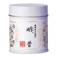 New unopened large tin can of Ippodo Tea Sayaka matcha with Japanese characters and gold leaf embossed on white