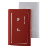 White paper tissues for tea ceremony sweets beside red Ippodo branded tissue cover labeled with Japanese kanji