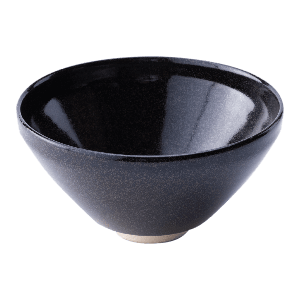 Yoshimura 50408 Akatsuki Black Minoyaki Porcelain Matcha Bowl with Pou –