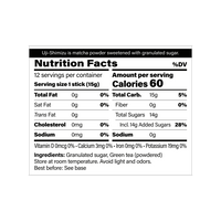 Nutritional Facts Label for one Uji-Shimizu (15g) stick showing 60 calories, ingredients, nutrients and storage instructions
