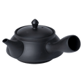 Matte black Japanese kyusu 8 ounce teapot by Ippodo Tea. Right side handle kyusu for brewing traditional Japanese green tea.