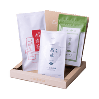 Entire contents of Winter Gift: Beginner Set box with three pouches of tea - Obukucha genmaicha Mantoku gyokuro Unro sencha