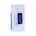 White and blue simple packaging and Japanese characters for Ippodo Tea Genmaicha green tea with roasted rice. - thumbnail 1