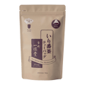 Dark beige sealed packaging bag with maroon designs and Japanese and English writing for Iribancha "smoky aroma" teabags