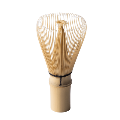 Korean artisan-made Chasen 80-tip bamboo matcha whisk tea utensil on white background