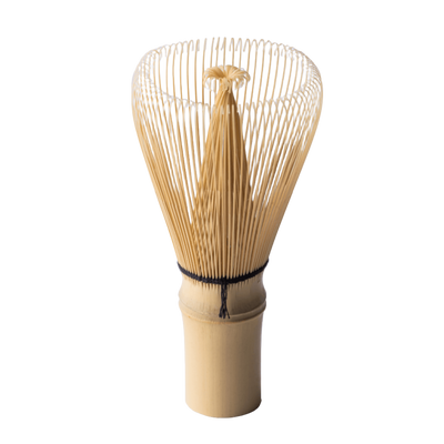 Korean artisan-made Chasen 80-tip bamboo matcha whisk tea utensil on white background
