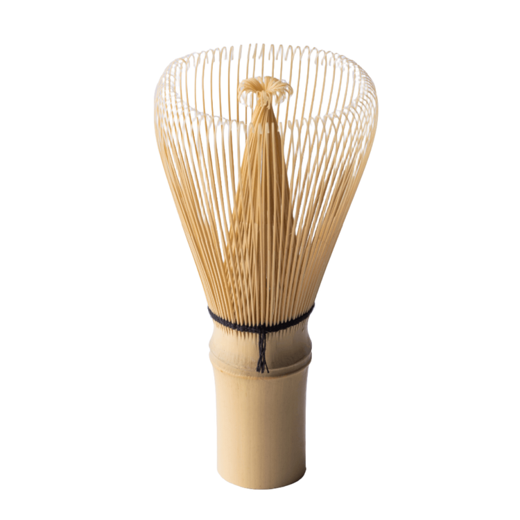 Korean artisan-made Chasen 80-tip bamboo matcha whisk tea utensil on white background