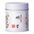 New unopened large tin can of Ippodo Tea Sayaka matcha with Japanese characters and gold leaf embossed on white