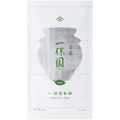 White simple traditional packaging bag with Japanese characters for Ippodo Tea Co. high-grade Ippoen gyokuro green tea