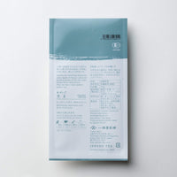 Brewing instructions printed on back of white and pale blue grey packaging bag for Japanese Organic Sencha green tea