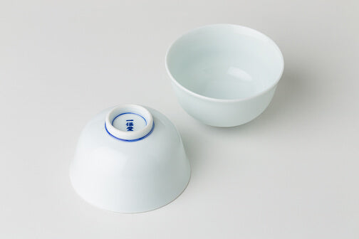 Porcelain teacup - White porcelain with a touch of indigo.